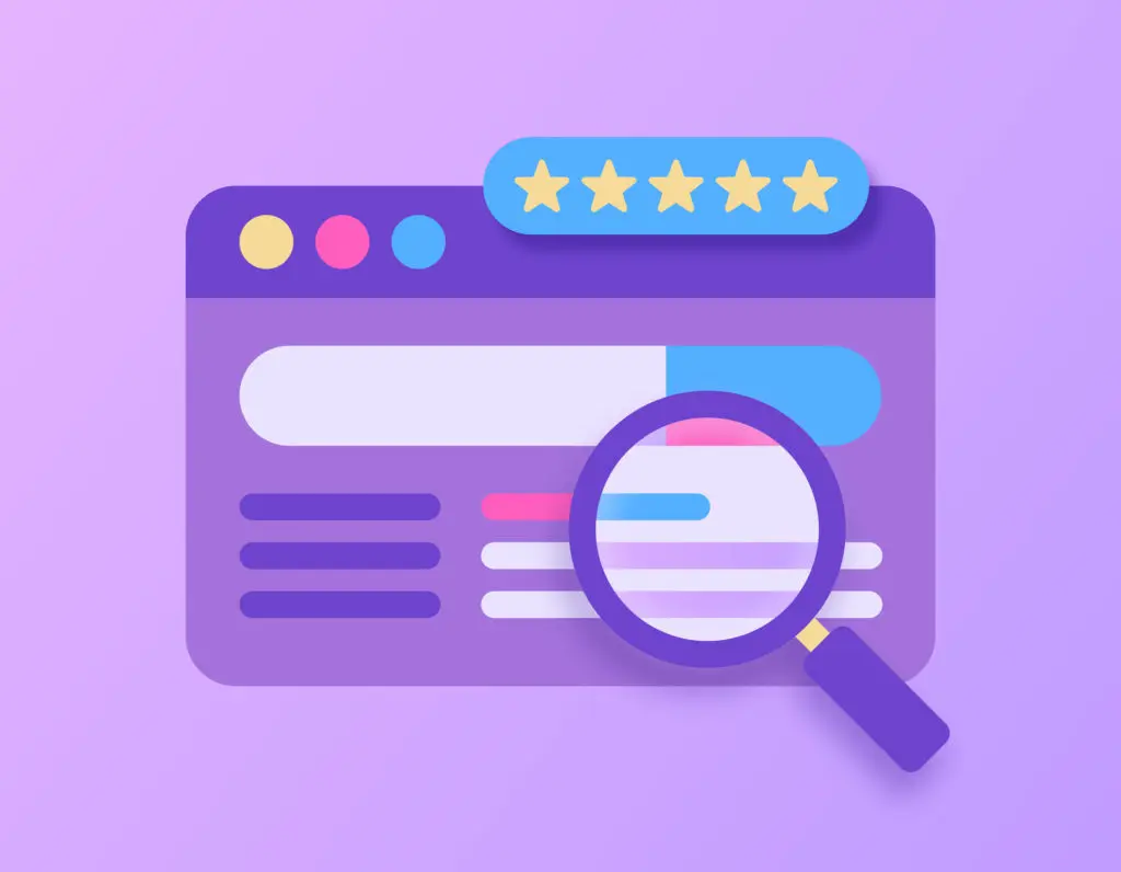 Browser search window modern magnifying glass browser webpage design.