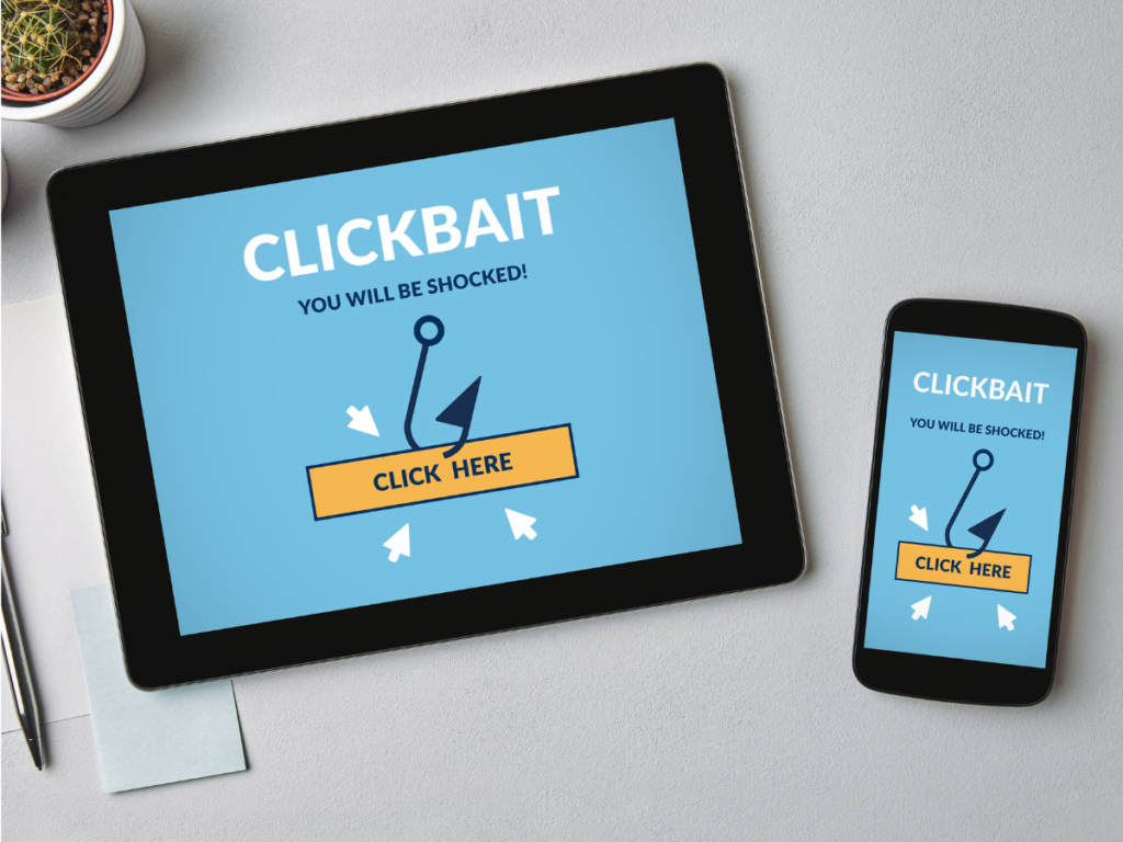 A ipad and iphone showing a clickbait infographic.