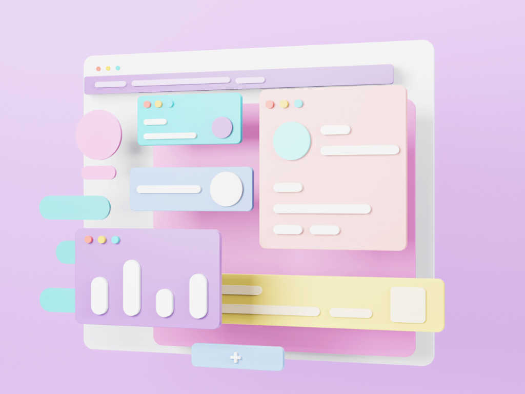 Pastel pink and purple website mock up. 