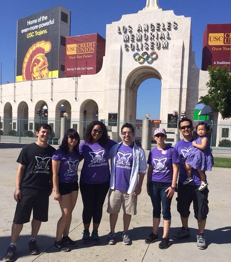 SLS staff in front of the Los Angeles Memorial Coliseum