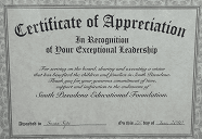 Certificate of Appreciation In Recognition of Exceptional Leadership